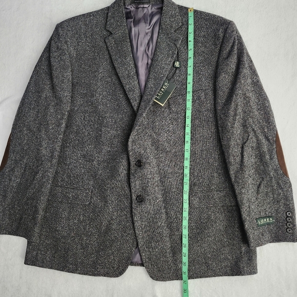 LAUREN RALPH LAUREN Men's 100% Grey Wool Sport Coat Blazer Elbow Patches 50R NWT - Picture 9 of 13